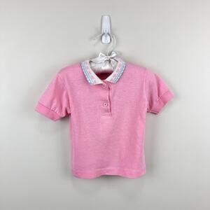 Vintage Lee Short Sleeve Pink Heart Collar Shirt 3T USA